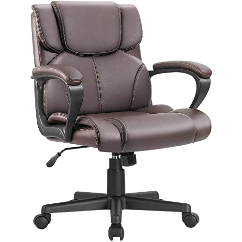 ASYHONG Moderner klassischer PU gepolsterter Bürostuhl Hochrücken Ergonomische Leder -Computerstuhl Haus Schwenkstuhl mit Rädern für Männer und Frauen (Marrone) KeYJ von ASYHONG