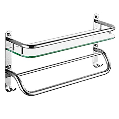 ASYHONG Multifunktional an der Wand montiertes Badezimmerregal Gequerzglas Dusche Lagern-Rack-Stanztuchhalter-A510x140x135 mm & B610x140x250mmmm KeYJ von ASYHONG