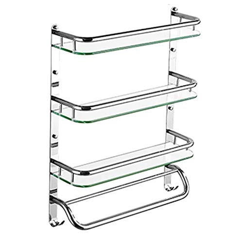 ASYHONG Multifunktionales Wandmontierter Badezimmerregal Temperierte Glasdusche Lagertrubstempel-Tuchhalter-Raumsparende Design A510x140x135mm & F510x140x630mmmm KeYJ von ASYHONG