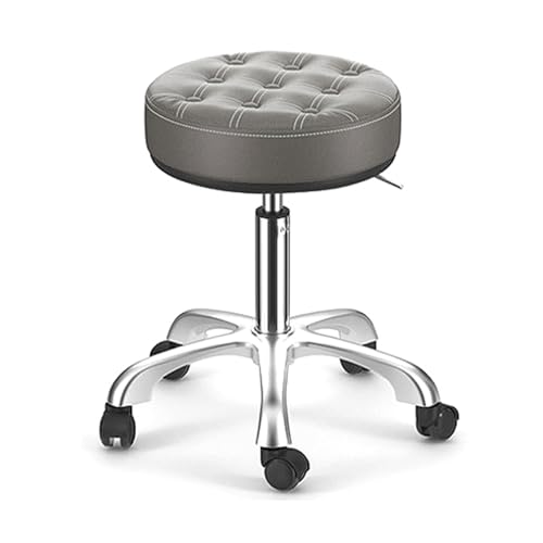 ASYHONG Runder Rollhocker mit Lederschwenkhöhe Einstellung Spa Zeichnung Salon Tattoo Arbeit Office Hocker Kleiner Task -Stuhl mit Rädern., Klassisches Grau KeYJ ASYHONG Runder Rollhocker mit Lederschwenkhöhe Einstellung Spa Zeichnung Salon Tattoo Arbeit Office Hocker Kleiner Task -Stuhl mit Rädern., Klassisches Grau KeYJ von ASYHONG