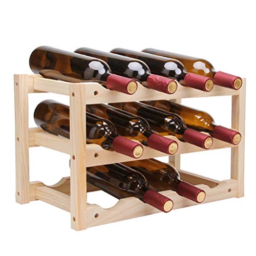 ASYHONG Weinregal, 12 Flasche Rotweinregal DIY Bierhalter Küchenbar Massivholz Display Halt Room Weinschrank Hotel Weinflasche Rack interessant KeYJ von ASYHONG