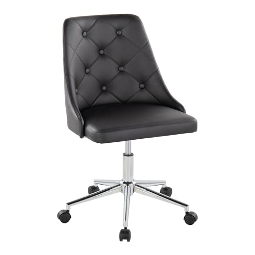 ASYHONG Weit Grauer Leder -Home Office Stuhl mit Rückenunterstützung Ergonomischer Computerstuhl mit Rädern 360 ° Wirbelverstellbare Höhe für Arbeitsspiele und Entspannung bequemer Schreibtischstuhl, von ASYHONG