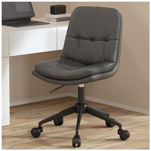 Ergonomischer Leder -Schreibtischstuhl 360 ° drehbarer armloser Home Office Computer Task Stuhl mit einstellbarer Höhe und gepolsterter Sitz für komfortable Sitzerlebnisse, Dark Grey1Height 7893cm von ASYHONG
