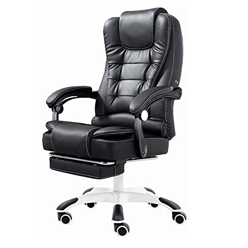 Hoher Rückenpu Leather Executive Office Stuhl mit Lumbalunterstützung und einziehbarer ergonomischer Schreibtischstuhl für Erwachsene mit Flip -Up -Armlehne und Rolling -Drehfunktion, Black KeYJ von ASYHONG