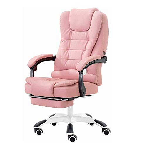 Hoher Rückenpu Leather Executive Office Stuhl mit Lumbalunterstützung und einziehbarer ergonomischer Schreibtischstuhl für Erwachsene mit Flip -Up -Armlehne und Rolling -Drehfunktion, Pink KeYJ von ASYHONG