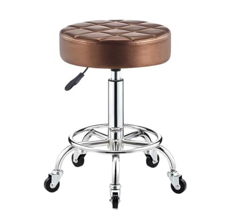 Moderne verstellbare Höhe rollende Schwenkbarhocker mit Rädern und Fußstütze PU Leder Counterhocker für Bürogeschäfte und stilvoller Barstuhl für Küchen- und Esszimmer -Blac, DSINGING HEIHE 4255 cm von ASYHONG