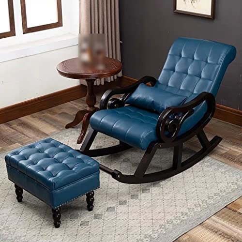 Moderner rotes Leder -Liegestuhl für Wohnzimmer Ergonomische Single fauler rockiger Sessel mit gepolstertem Sitz ideal für Schlafzimmer oder Heimbüro 125 * 67 * 89 cm, Blue125 * 67 * 89 cm KeYJ von ASYHONG