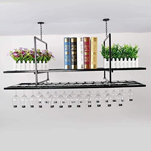 Wine Rack Creative Bar verkehrt herum doppelte Rotweinglas Bar Weinglas Rahmen Rotwein Rack Hanging European Iron Foot Cup Einfach zu installierter Speicher (Größe: 120 cm) Effizienz interessant KeYJ von ASYHONG