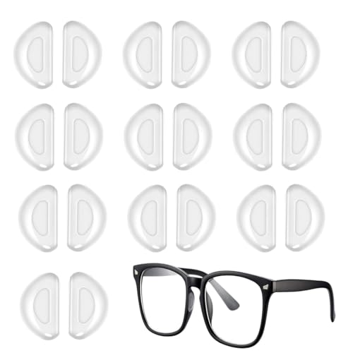 ASYKNM 10 Paar weiche Silikon Nasenpads mit Rutschfester Klebefläche für Brillen und Sonnenbrillen. Transparent und selbstklebend für optimalen von ASYKNM