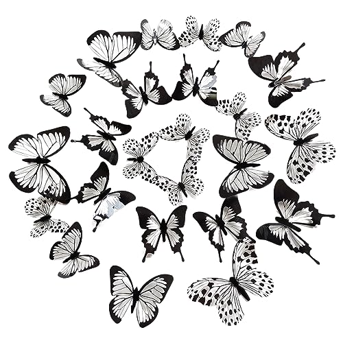 ASYKNM 48x 3D Schmetterlinge Schwarz-Weiß | Wandtattoo Wandaufkleber | Abnehmbare Hohle Wandtattoos für Heimdeko | DIY Wandkunst für Kinderzimmer & Schlafzimmer | Dekorativ & einfach anzubringen. von ASYKNM