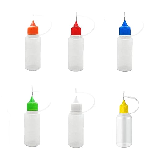 ASYKNM 6 Stück Pipettenflasche, Plastikflaschen, Plastikflasche, weiche Flasche, leere Kleberflasche, Präzisionsflasche, mit Nadelspitze, 5 ml leere Flasche von ASYKNM
