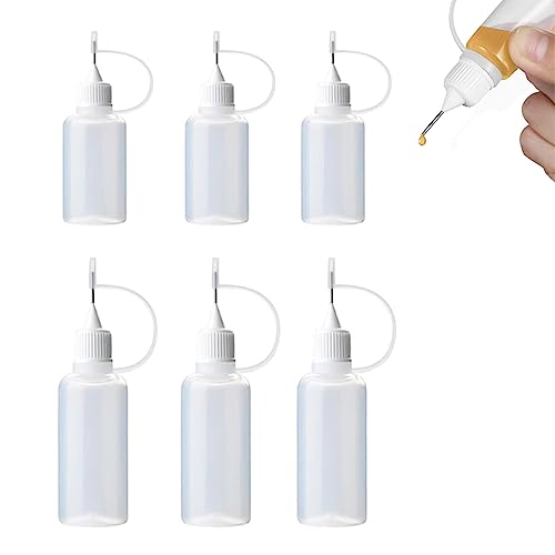 ASYKNM 6Pcs Nadelflaschen-Set, Dosierflasche, Nadelflasche,Quetschflasche Klein,Spritzflasche,Plastikflasche, Kleber zum Auftragen präziser Leimmengen, DIY-Feder 5ml/10ml von ASYKNM
