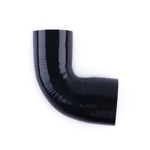 ASYXPCRH 90-Grad-Winkel, ID, 76 mm bis 83 mm, Silikon-Kühlerschlauch, hochtemperaturbeständig, 4-lagig, Polyester-Verstärkung, 5,4 mm Wand, 10,2 cm, einseitige Beinlänge, Schwarz (76 mm - 83 mm) von ASYXPCRH