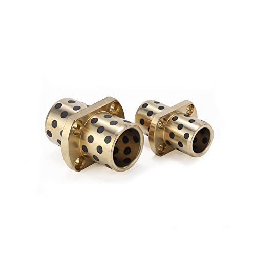 Graphit-Messingbuchse, 30,35,40,50mm Innendurchmesser Zwischenbesatz Flansch Messing Imprägniert Graphit Oilless Buchse Linear 1Pcs(IDxODxH-FLxFH) von ASZHQUXIUAS