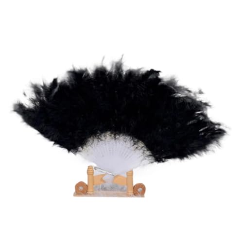 Natürliche Federn, 1pc Straußenfeder-Fan Bunte Flauschige Federn Hand Fan Feier Party Hochzeit Tanz Bühnenshow Requisiten Halloween Decor Craft(Bk) von ASZHQUXIUAS