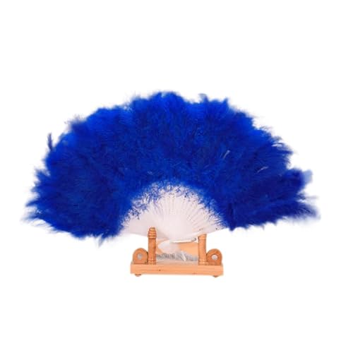 Natürliche Federn, 1pc Straußenfeder-Fan Bunte Flauschige Federn Hand Fan Feier Party Hochzeit Tanz Bühnenshow Requisiten Halloween Decor Craft(Bu) von ASZHQUXIUAS