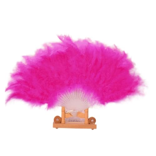 Natürliche Federn, 1pc Straußenfeder-Fan Bunte Flauschige Federn Hand Fan Feier Party Hochzeit Tanz Bühnenshow Requisiten Halloween Decor Craft(Hot) von ASZHQUXIUAS