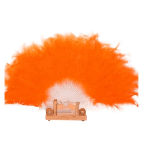 Natürliche Federn, 1pc Straußenfeder-Fan Bunte Flauschige Federn Hand Fan Feier Party Hochzeit Tanz Bühnenshow Requisiten Halloween Decor Craft(Or) von ASZHQUXIUAS