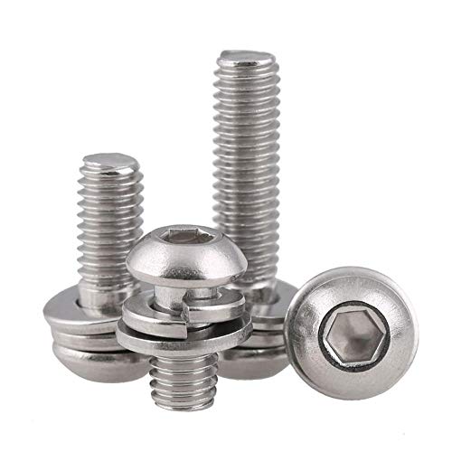 Sechskantschrauben, 304 SS Pan Head Innensechskantschrauben Bolzen Flachfederscheiben Set Mehrere Größen(M5*12 * 5) von ASZHQUXIUAS