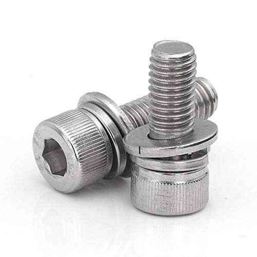 Sechskantschrauben, 304 Stahl-Innensechskantschraube mit Unterlegscheibe, M6 M8, mehrere Größen, Packung 5–20 Stück(M6*45) von ASZHQUXIUAS