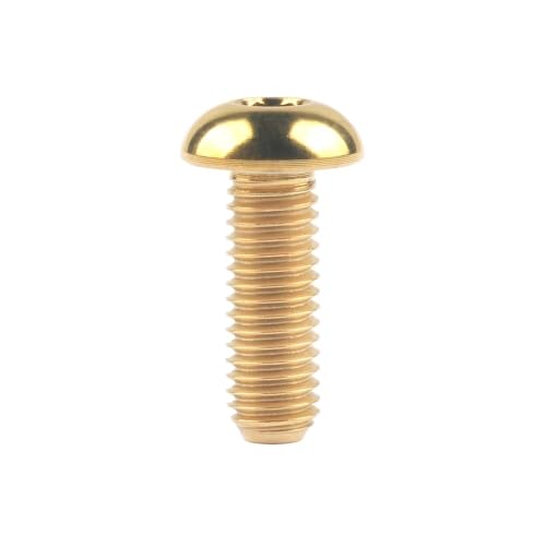 Sechskantschrauben, Innensechskantschrauben, Schraubensatz, Titanbolzen M5/M6x8 10 12 15 16 18 20 25 30 mm, halbrunder Sechskant for Fahrradflaschenhalter(Gold,12MM-M5) von ASZHQUXIUAS