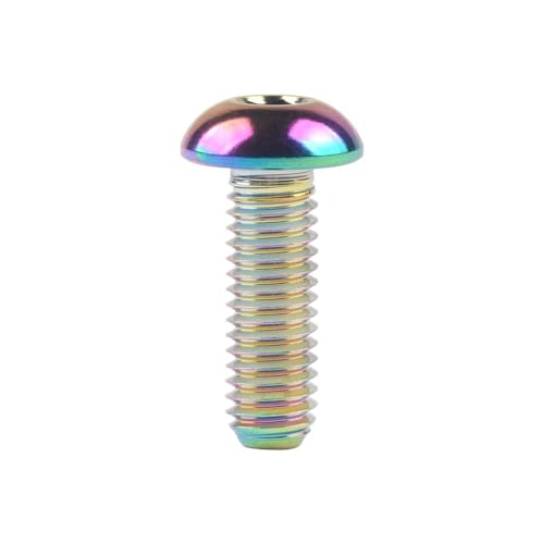 Sechskantschrauben, Innensechskantschrauben, Schraubensatz, Titanbolzen M5/M6x8 10 12 15 16 18 20 25 30 mm, halbrunder Sechskant for Fahrradflaschenhalter(Rainbow,18MM-M6) von ASZHQUXIUAS