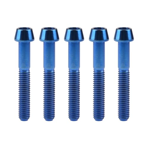 Sechskantschrauben, Innensechskantschrauben, Schraubensatz 6 Stück M6x10 15 16 18 20 25 30 35 40 45 50 55 60 65 mm Titanschrauben Konisches Sechskant-Fahrradzubehör(Blue,50MM-M6) von ASZHQUXIUAS