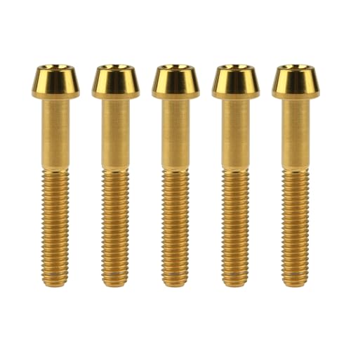 Sechskantschrauben, Innensechskantschrauben, Schraubensatz 6 Stück M6x10 15 16 18 20 25 30 35 40 45 50 55 60 65 mm Titanschrauben Konisches Sechskant-Fahrradzubehör(Gold,40MM-M6) von ASZHQUXIUAS