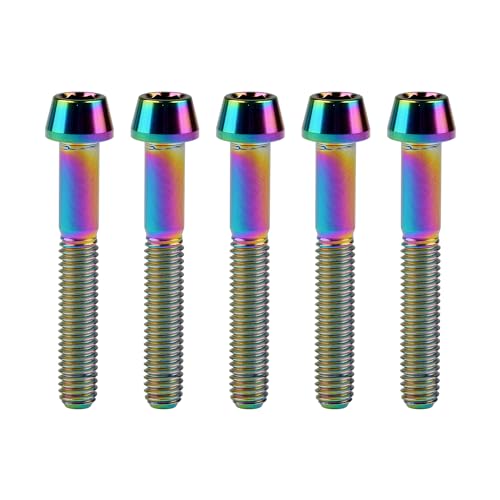 Sechskantschrauben, Innensechskantschrauben, Schraubensatz 6 Stück M6x10 15 16 18 20 25 30 35 40 45 50 55 60 65 mm Titanschrauben Konisches Sechskant-Fahrradzubehör(Rainbow,60MM-M6) von ASZHQUXIUAS