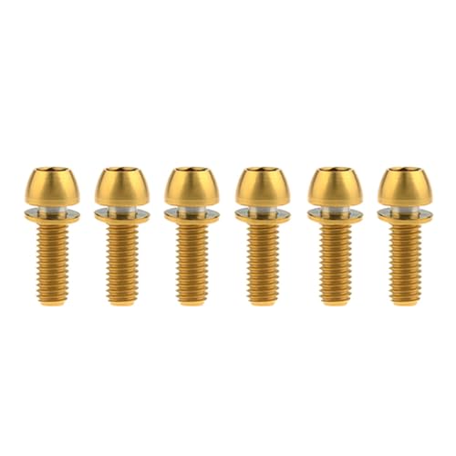 Sechskantschrauben, Innensechskantschrauben, Schraubensatz 6-teilig, Titanschraube M6 x 18 mm, 20 Kugel, konisch, mit Unterlegscheibe for Fahrradbremse(Gold,18MM-M6) von ASZHQUXIUAS