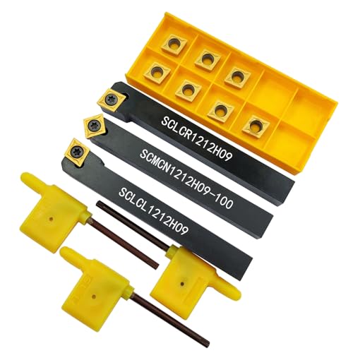 ASZLBYM 1/2" drehmeißel 12mm SCLCR1212H09+SCLCL1212H09+SCMCN1212H09 drehmeissel CNC-Drehmaschinen-Excircle-Drehwerkzeughalter set,Und 10Stück CCMT09T304 / CCMT32.51 Indexierbarer hartmetall drehwerk von ASZLBYM