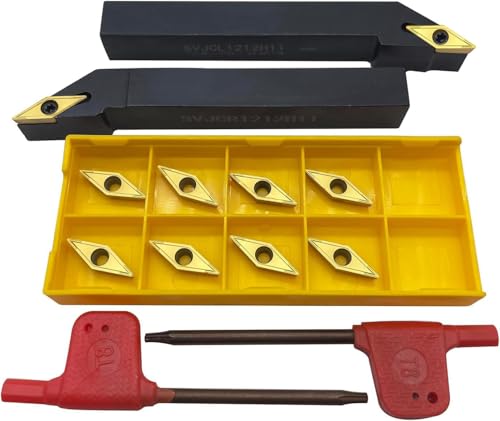 ASZLBYM 1/2" drehmeissel 12mm SVJCR1212H11 SVJCL1212H11 Indexierbarer CNC-Drehmaschinen drehmeißel Externer Drehmeißelhalter Und 10Stück VCMT110304 / VCMT32.51 Hartmetall wendeschneidplatten von ASZLBYM