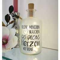 Dekoflasche Mit Beleuchtung Danke Erzieher Abschiedsgeschenk Led Leuchte Leuchtflasche Bottlelight Lichterkette Geschenk Flaschenlicht von AScreativ