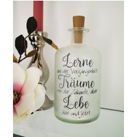 Dekoflasche Mit Beleuchtung | Lerne Träume Lebe Statement Led Leuchte Leuchtflasche Bottlelight Lichterkette Geschenk Flaschenlicht von AScreativ