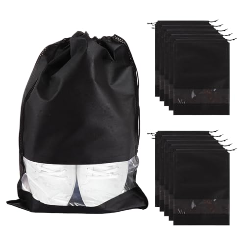 ASelected 20 Stück Schuhsack 42 x 33 cm Schuhtasche Wiederverwendbar Schuhbeutel mit Transparentem Fenster Wasserabweisende Staubabweisende Schuhsack für Reisen Oder Zuhause-Aufbewahrung von ASelected