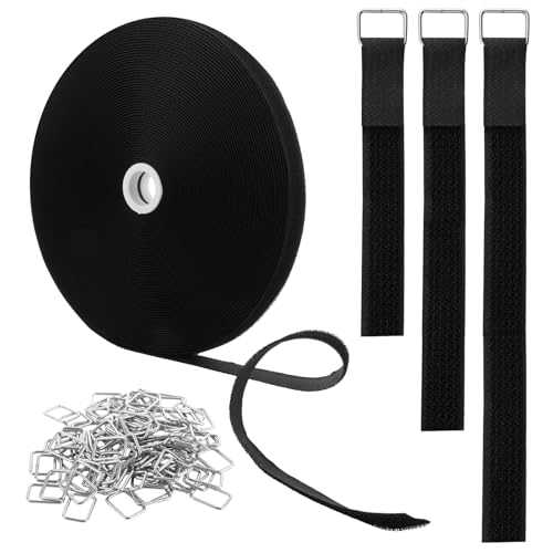 ASelected 25 M x 2 CM Klettband Klettverschluss Band mit 100 Schnalle Klettbänder Wiederverschließbar Freie Schnittlänge Kabel Klett für Aufgeräumt Kabel Drähte Seile von ASelected
