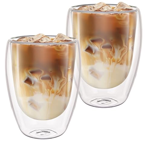 ASelected 2er Set Latte Macchiato Gläser, 350 ML doppelwandige gläser Schwebeeffekt doppelwandige kaffeegläser für Latte Macchiato Cappuccino Bier Milch Tee von ASelected