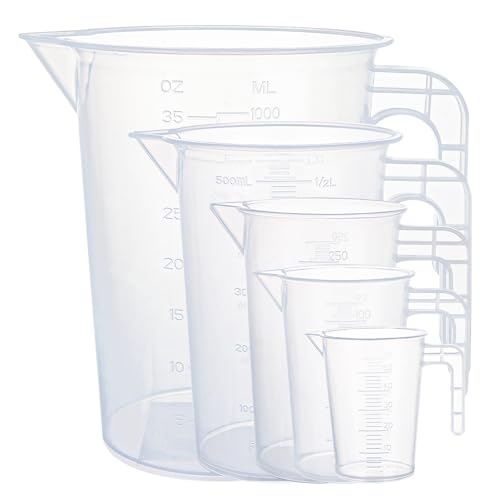 ASelected 5 Stück Messbecher Kunststoff Set Mit Griff 50 ML 100 ML 250 ML 500 ML 1000 ML Messbecher Klein Kunststoff Transparent Meßbecher Hitzebeständig für Waschmittel Küche Labor usw ASelected 5 Stück Messbecher Kunststoff Set Mit Griff 50 ML 100 ML 250 ML 500 ML 1000 ML Messbecher Klein Kunststoff Transparent Meßbecher Hitzebeständig für Waschmittel Küche Labor usw von ASelected