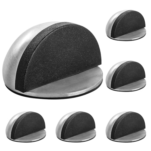 ASelected 6 Stück Türstopper Boden Edelstahl Türstopper Boden Selbstklebend mit Gummipuffern Ovaler Türstopper aus Edelstahl Türstopper Selbstklebend Boden zum Schutz von Wänden und Möbeln von ASelected