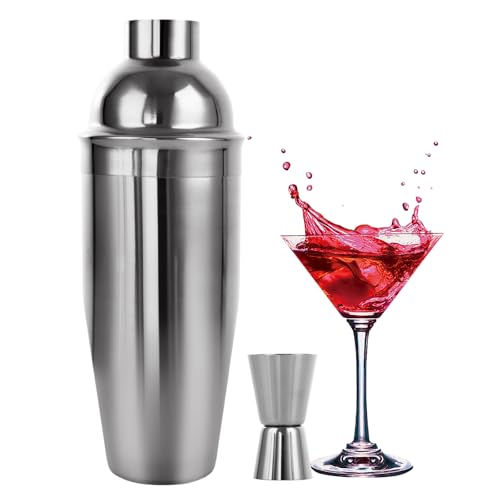 ASelected Cocktail Shaker 750 ML Shaker Cocktail Edelstahl Cocktail Shaker Mixer Eingebautes Barkeeper Sieb Martini Shaker mit Cocktail Messbecher 15/30 ML für Familien Bars Weihnachten Party von ASelected