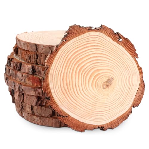 ASelected 8 Stück Holzscheiben 16-17CM Baumscheiben Holzscheiben zum Basteln Holz Log Scheiben 1.5 CM Dick für DIY Basteln Hochzeit Mittelstücke Weihnachten Dekoration Holzscheibe.n von ASelected