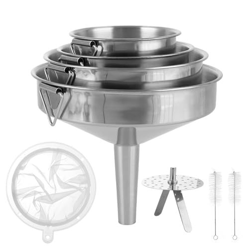 ASelected 5 Stück Edelstahl Trichter Set Trichter Edelstahl Küche Trichter mit Griff Marmeladentrichter mit Sieb Filter Reinigungsbürste zum Übertragen von Flüssigkeiten Öl Saft Marmelade Pulver ASelected 5 Stück Edelstahl Trichter Set Trichter Edelstahl Küche Trichter mit Griff Marmeladentrichter mit Sieb Filter Reinigungsbürste zum Übertragen von Flüssigkeiten Öl Saft Marmelade Pulver von ASelected