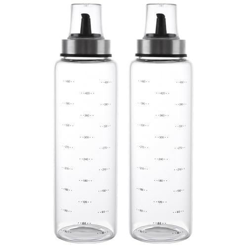 ASelected Ölflasche 2 x 500 ML Ölspender Essig und Ölflaschen set Olivenöl Flasche Behälter mit klarer Skala für Küche und BBQ von ASelected