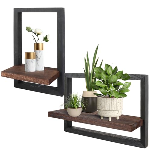 ASelected Set mit 2 Regal Wand Wand Deko Wandregal Paulownia-Holz Regale für Wände Quadratische Bücherregal Wand für Bad Wohnzimmer Küche Café Hotel Schlafzimmer und mehr von ASelected
