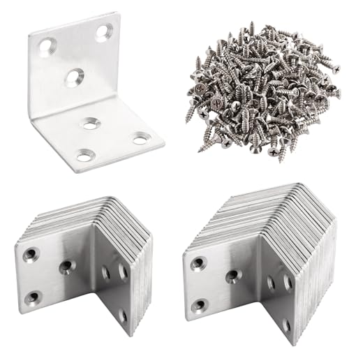 ASelected 25 Stück Winkelverbinder 40 × 40 × 40 MM Winkel Metall Edelstahl Winkel L Winkel Metall Winkel mit Schraube für Holz Möbel Wand Tabelle Stuhl von ASelected