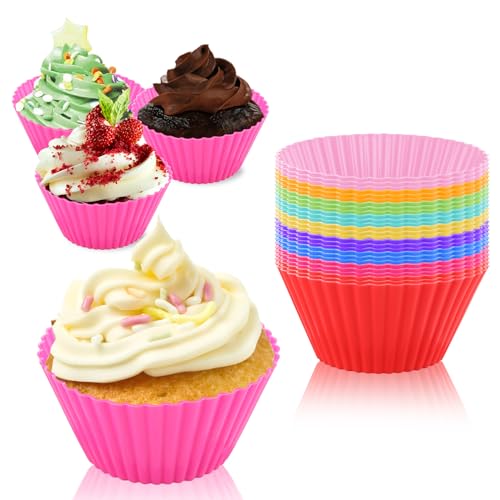 ASelected 27 Stück Silikon-Cupcake-Box Muffinform Silikon Wiederverwendbar Silikon Muffin-Box 9 Farben Antihaftbeschichtet Spülmaschinenfest von ASelected