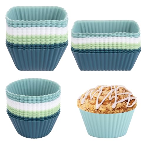 ASelected 36 Stück Silikon Muffinförmchen Silikon Backform Drei Modelle Rechteck Quadrat Kreis Muffinform Silikon Wiederverwendbare Silikon Backformen für Kuchen Eincreme Pudding ASelected 36 Stück Silikon Muffinförmchen Silikon Backform Drei Modelle Rechteck Quadrat Kreis Muffinform Silikon Wiederverwendbare Silikon Backformen für Kuchen Eincreme Pudding von ASelected