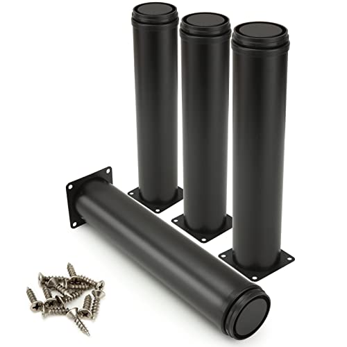 ASelected 4 Stück Möbelfüße Verstellbar Schwarz 250mm, Ø 50 mm Runde Möbelfüsse aus Edelstahl Verstellbare Möbelfüße Metall, Schrankfüsse Silber, Sofafüße Metall, Couch füße für Möbel Projekt von ASelected