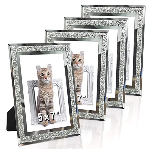 ASelected 4er Set Fotorahmen 13x18 Glas Bilderrahmen Photo Frame Glas Diamant Foto Rahmen Hochzeit Familie von ASelected