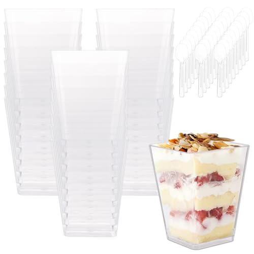 ASelected 50 Stück Desserttasse mit 50 Stück Löffeln 5 OZ /160ML Dessertgläser Plastik Dessertgläser DIY Dessertschalen Wiederverwendbar Trapezoid Becher für Zuhause Desserts Pudding Mousse Eis Party ASelected 50 Stück Desserttasse mit 50 Stück Löffeln 5 OZ /160ML Dessertgläser Plastik Dessertgläser DIY Dessertschalen Wiederverwendbar Trapezoid Becher für Zuhause Desserts Pudding Mousse Eis Party von ASelected